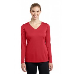 Ladies Long Sleeve Moisture Wicking V Neck